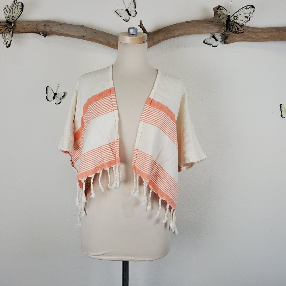 Of one sea cropped fringed surfer jacket top